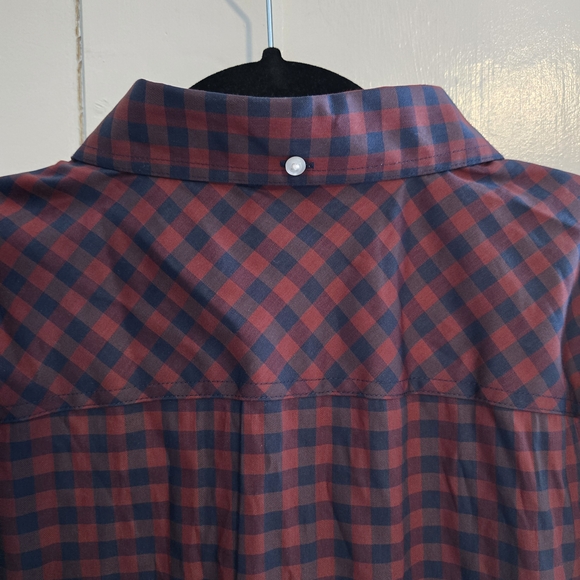 Duluth Trading Shirt Mens XL Tall, Red Blue Plaid Flannel, Button Down Untucked - Picture 8 of 14